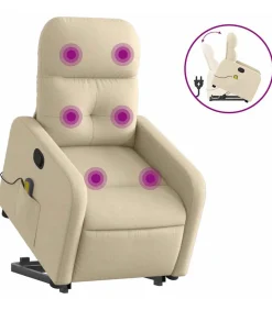 Sta-op-massagestoel verstelbaar stof crèmekleurig Zetels