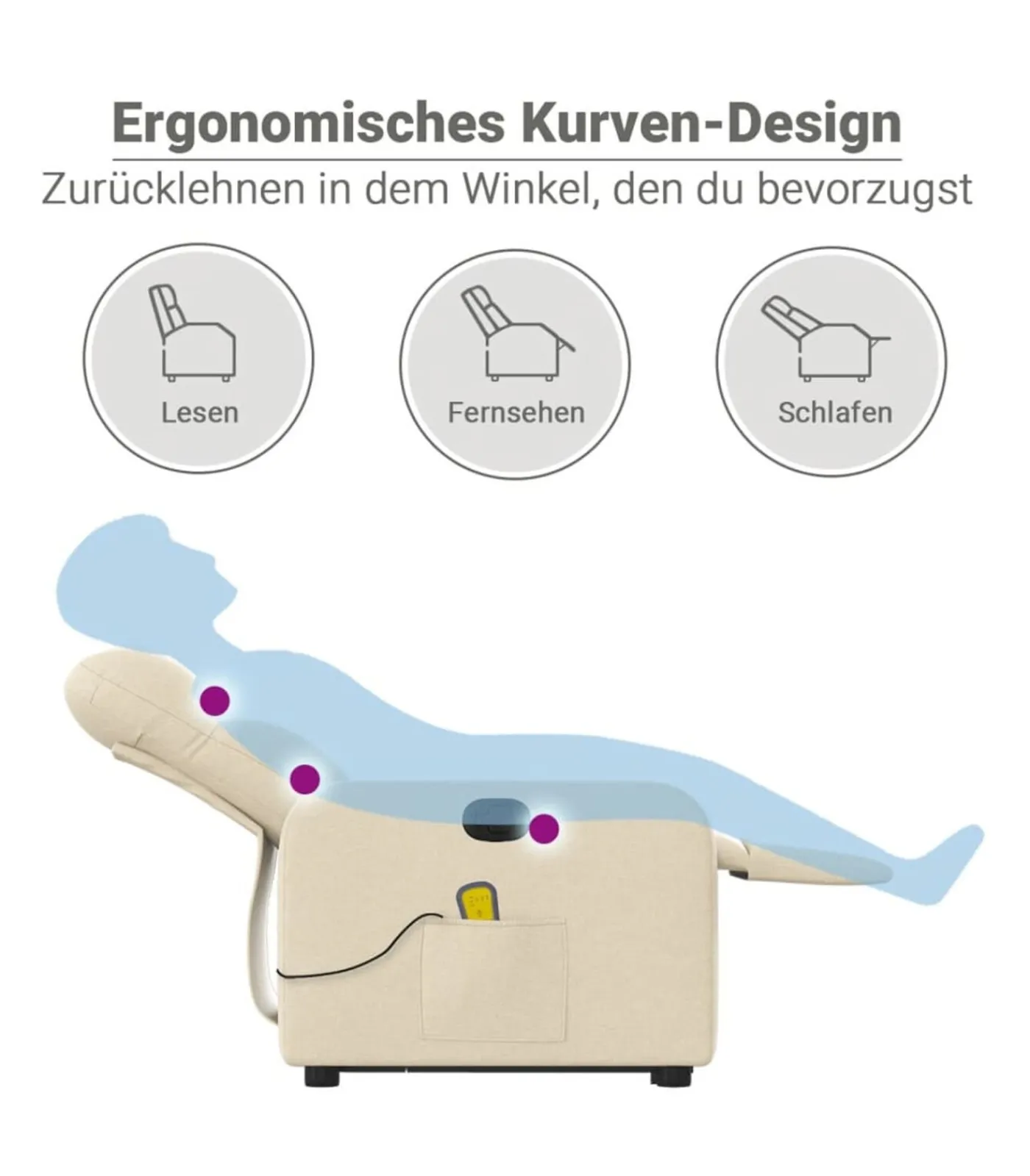 Sta-op-massagestoel verstelbaar stof crèmekleurig Zetels