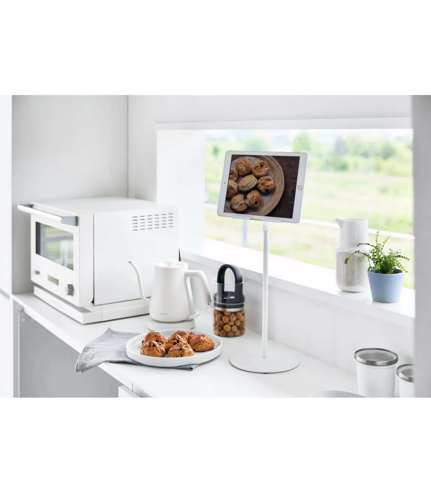 Tablet Standaard - Hoogte Verstelbaar - Smart - Wit Organiseren