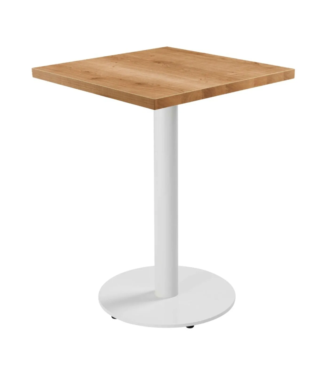 Hot Tafel vierkant 60 cm witte voet en lichte houten bekleding Tafels