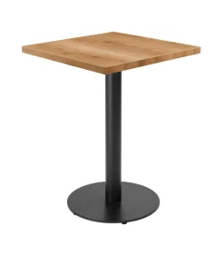 Best Tafel vierkante eettafel 60 cm zwarte poot en lichte houten bekleding Tafels