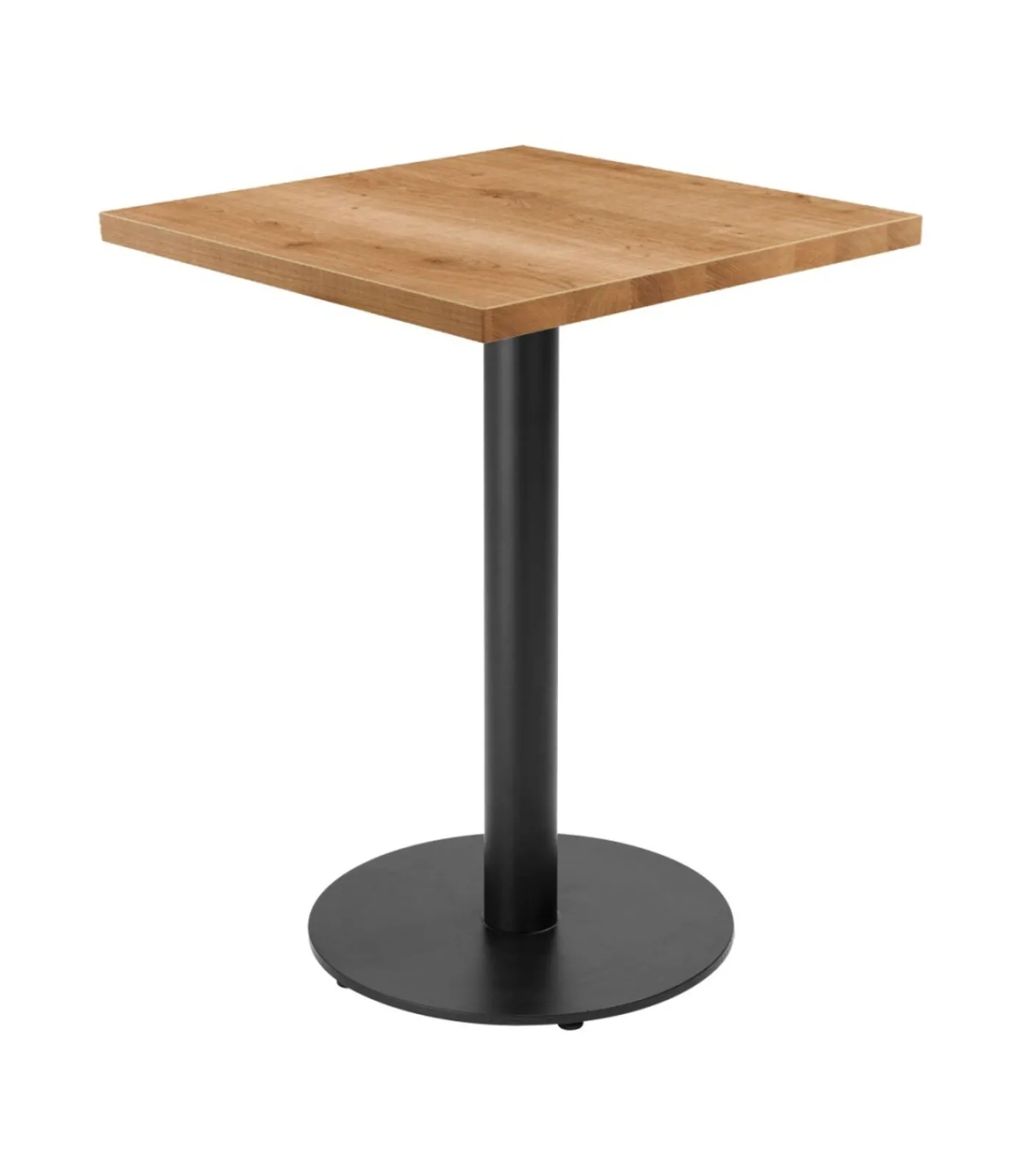 Best Tafel vierkante eettafel 60 cm zwarte poot en lichte houten bekleding Tafels