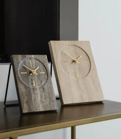 New Tafelklok 12xH18cm travertijn grijs Zone Klokken