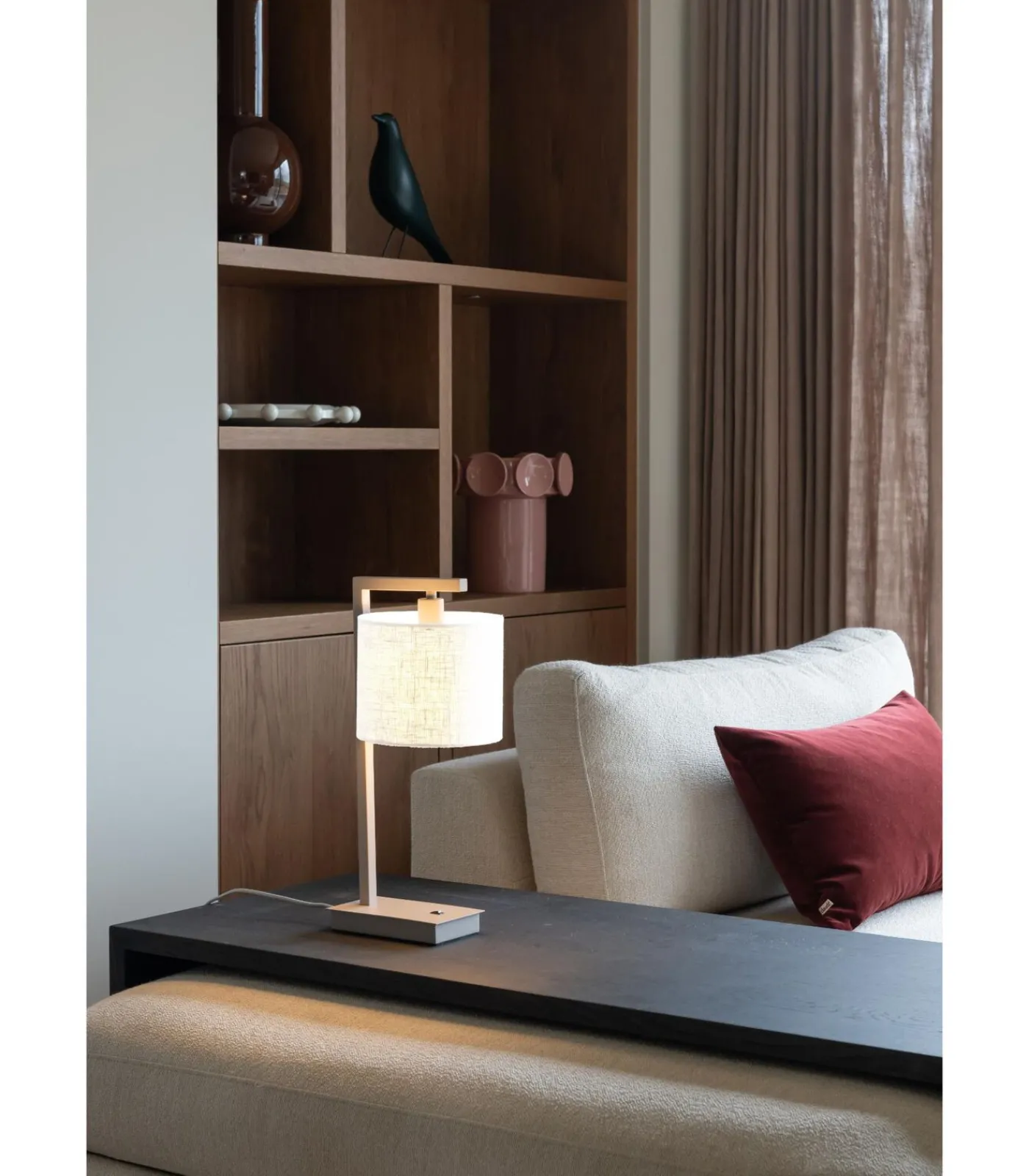 Best Tafellamp Boston - Bruin - 17x18x44cm Tafellampen