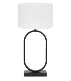 New Tafellamp Jamiri/Polycotton - Zwart/Wit - Ø30x67cm Tafellampen