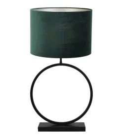 Clearance Tafellamp Liva/Velours - Zwart/Donkergroen - Ø40x78,5cm Tafellampen
