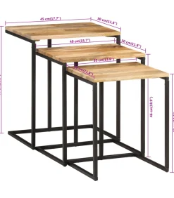 Online Tafeltjesset 3 st massief acaciahout Tafels