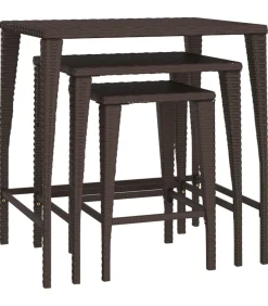 Sale Tafeltjesset 3 st poly rattan bruin Tafels