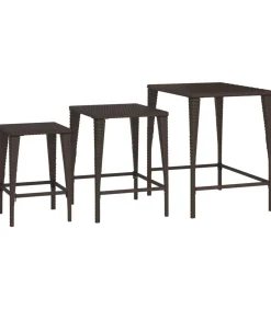 Sale Tafeltjesset 3 st poly rattan bruin Tafels