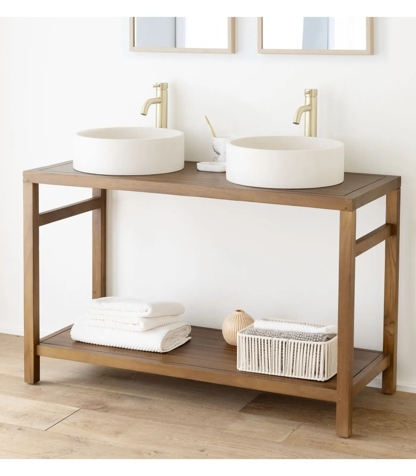 New Teak dubbele wastafel 120cm DEWI Meubels