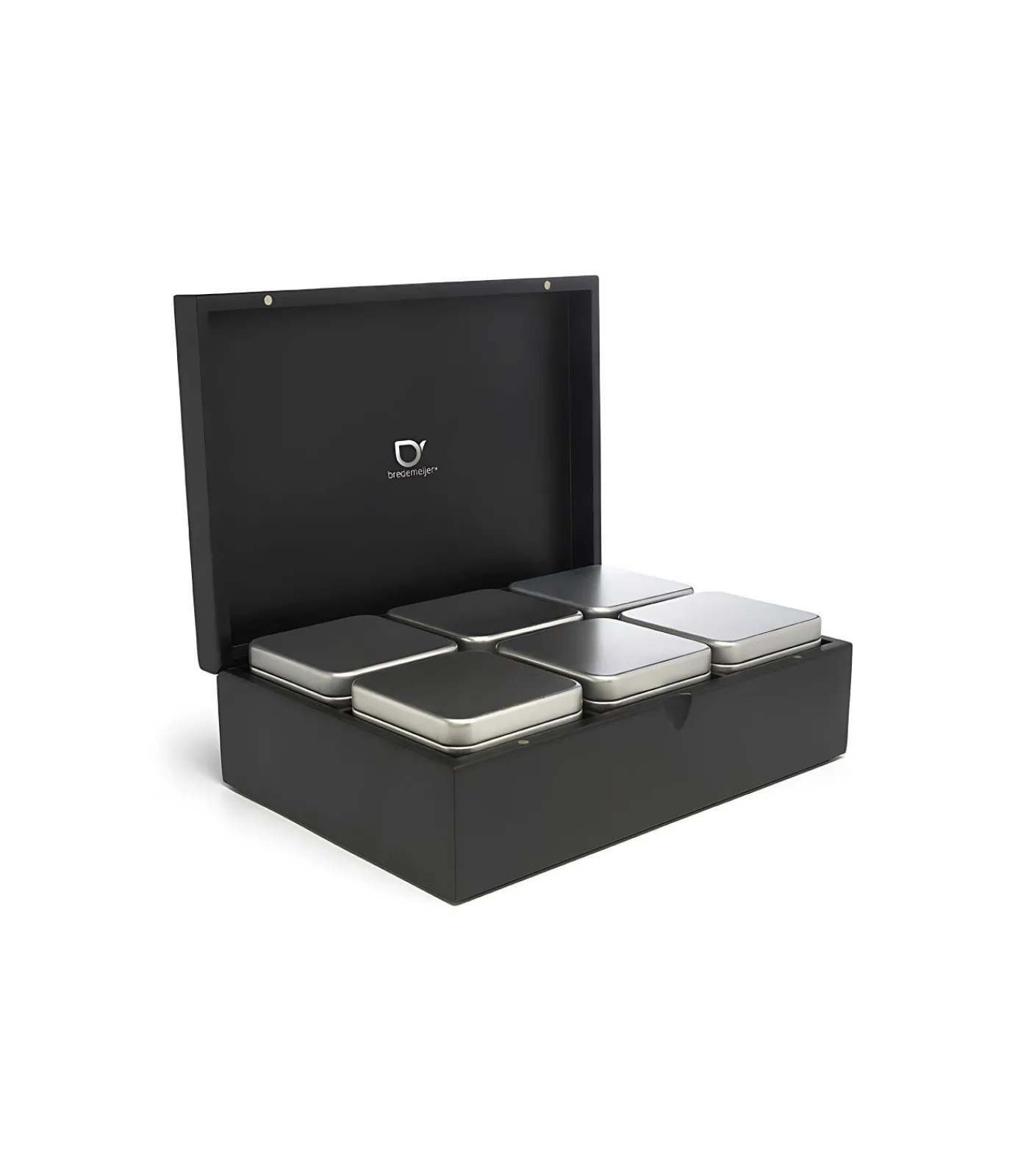 Online Theedoos Bamboe met 6 blikjes, zwart Koffie & Thee Maken