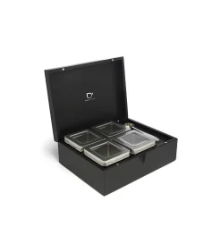 Best Theedoos Bamboe met 4 blikjes en theemaatlepel, zwart Koffie & Thee Maken