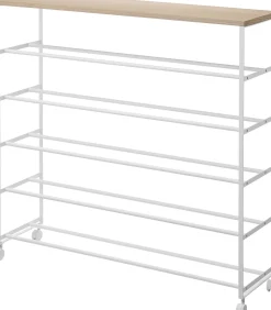 New Tower Schoenenrek op wielen 5-laags - Wit Organiseren