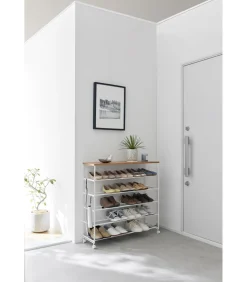 New Tower Schoenenrek op wielen 5-laags - Wit Organiseren