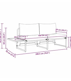New Tuin Sofa met kussen Bruin 200.5 x 70 x 85.5cm Metaal Tuinmeubelen