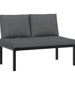 Outlet Tuinbank met kussens aluminium zwart Tuinmeubelen
