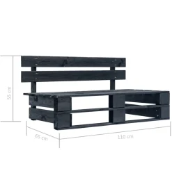 Hot Tuinbank pallet hout zwart Tuinmeubelen