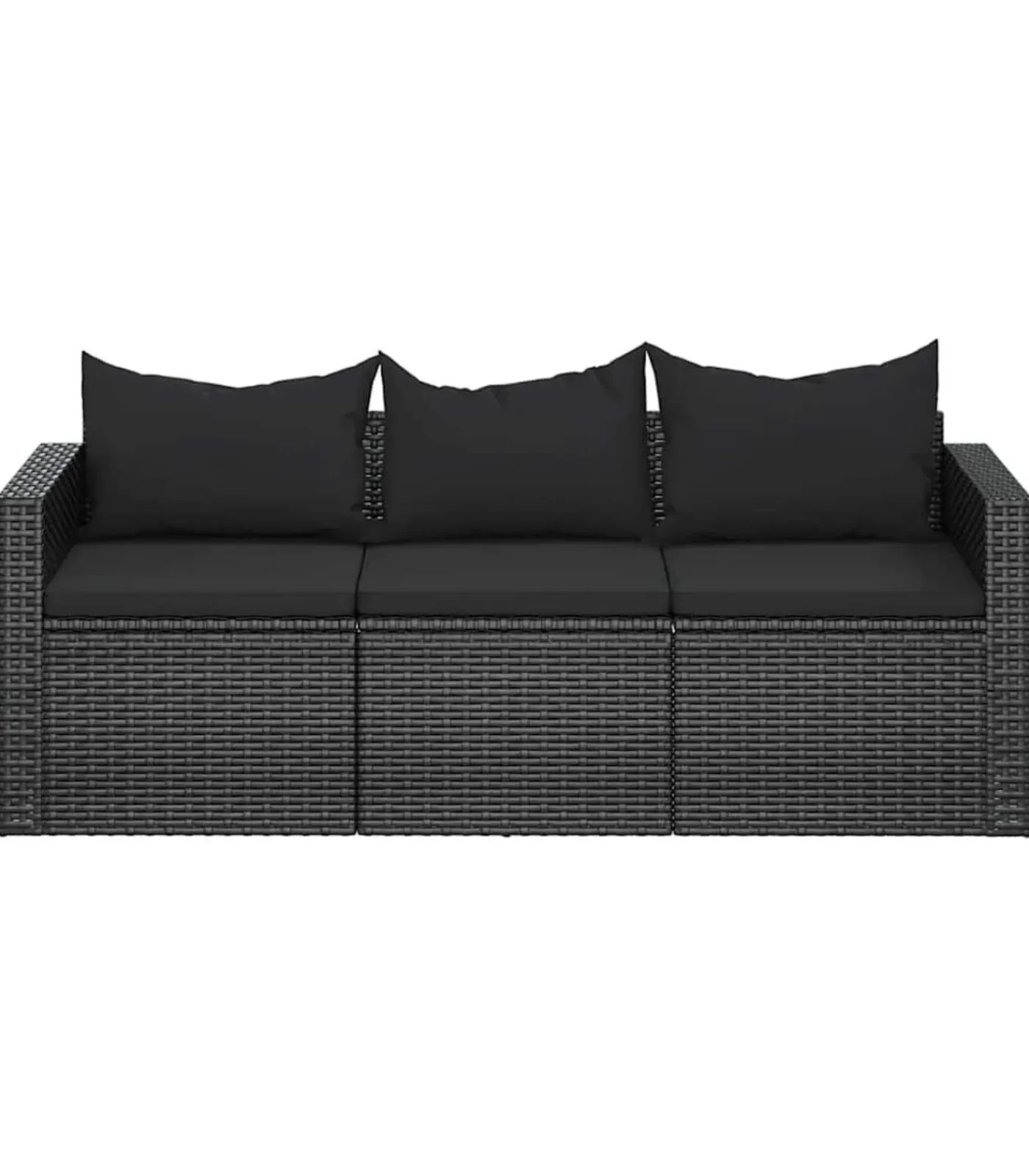 Best Tuinbank 3-zits met kussens poly rattan zwart Tuinmeubelen