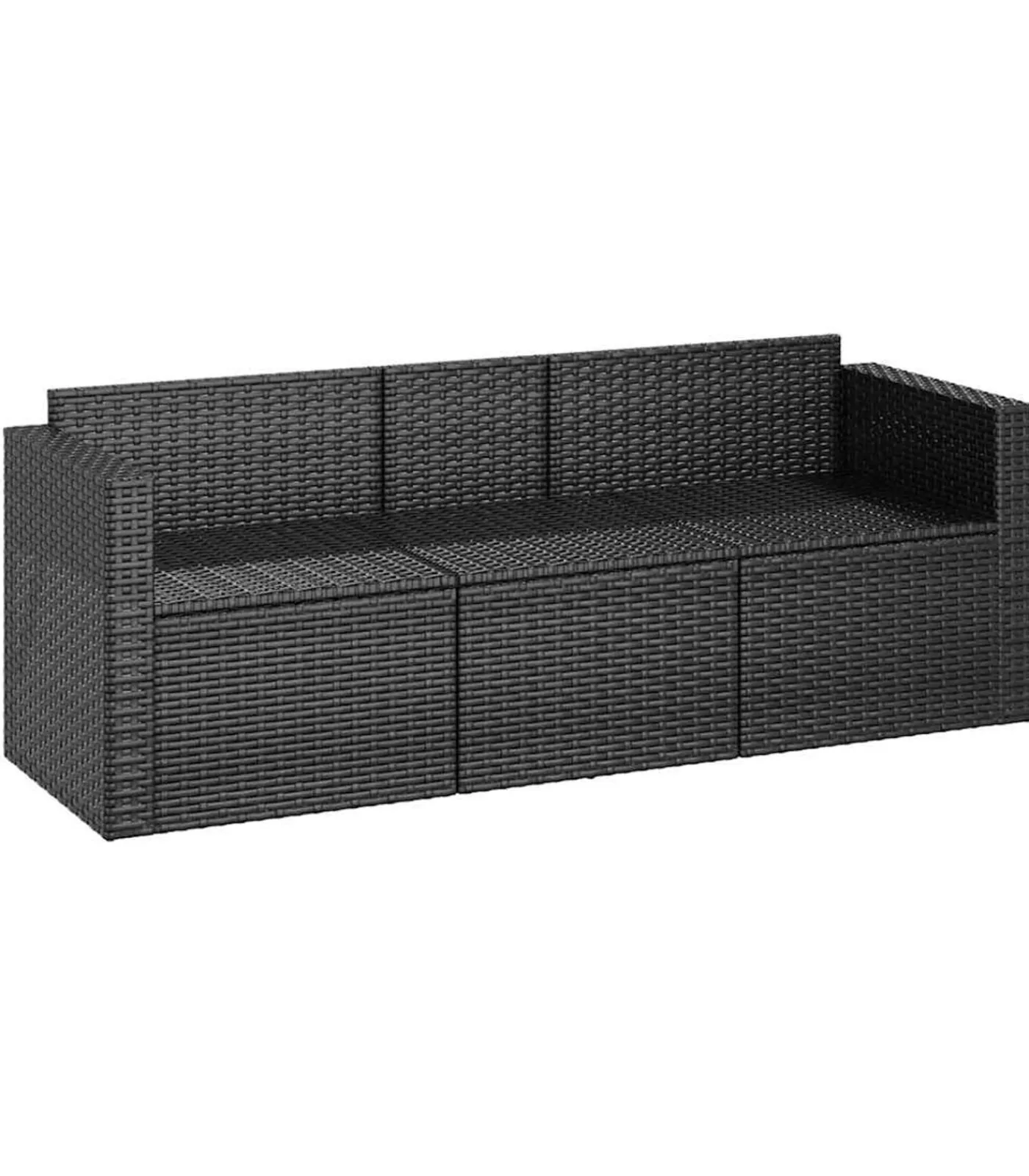 Best Tuinbank 3-zits met kussens poly rattan zwart Tuinmeubelen