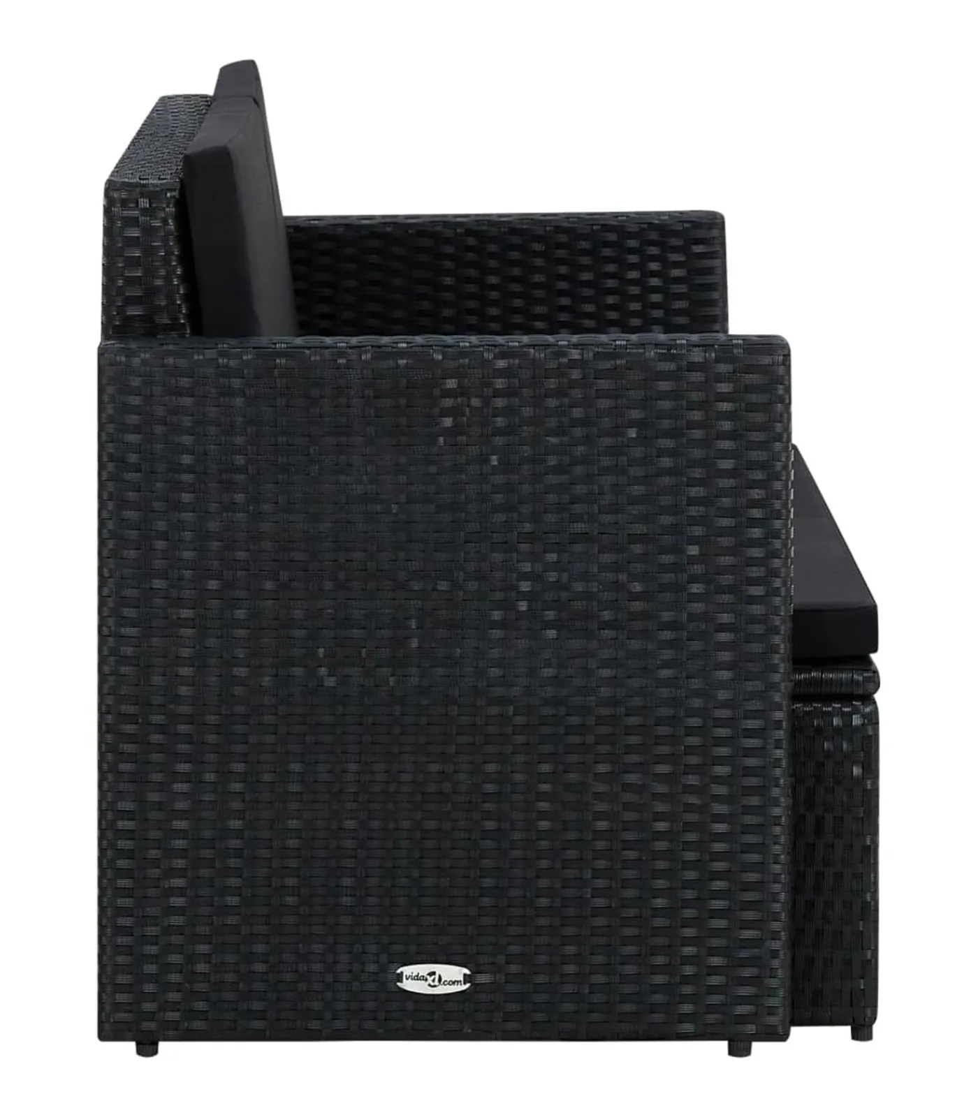 Online Tuinbank 2-zits met kussens poly rattan zwart Tuinmeubelen