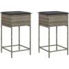 Tuinbarkrukken met kussens 2 st poly rattan grijs Tuinmeubelen