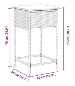 Tuinbarkrukken met kussens 2 st poly rattan grijs Tuinmeubelen