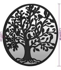 Discount Tuinspiegel rond 40x2,5 cm ijzer zwart Spiegels