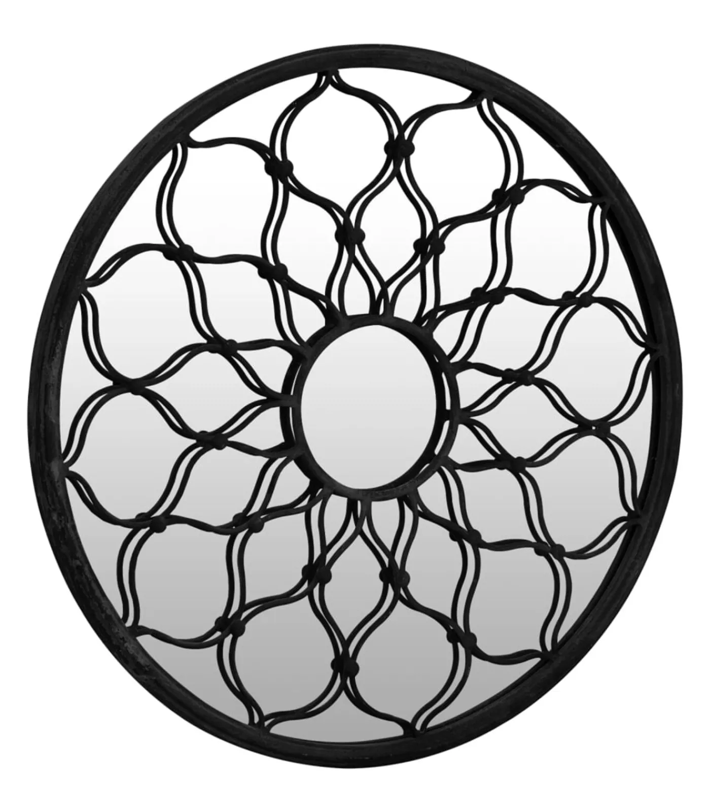 Outlet Tuinspiegel rond 40x3 cm ijzer zwart Spiegels