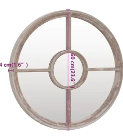 Tuinspiegel rond 60x4 cm ijzer zandkleurig Spiegels