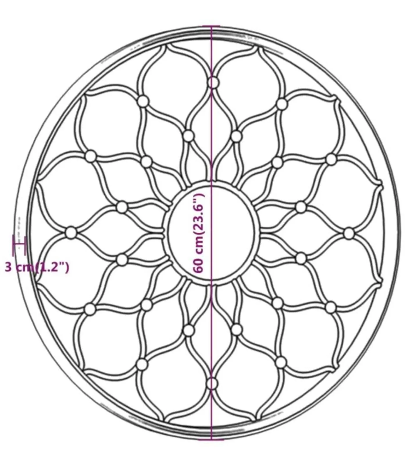 Hot Tuinspiegel rond 60x3 cm ijzer zwart Spiegels