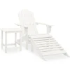 Discount Tuinstoel Adirondack met voetenbank tafel massief vurenhout wit Tuinmeubelen