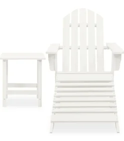 Discount Tuinstoel Adirondack met voetenbank tafel massief vurenhout wit Tuinmeubelen