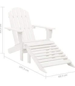 Discount Tuinstoel Adirondack met voetenbank tafel massief vurenhout wit Tuinmeubelen
