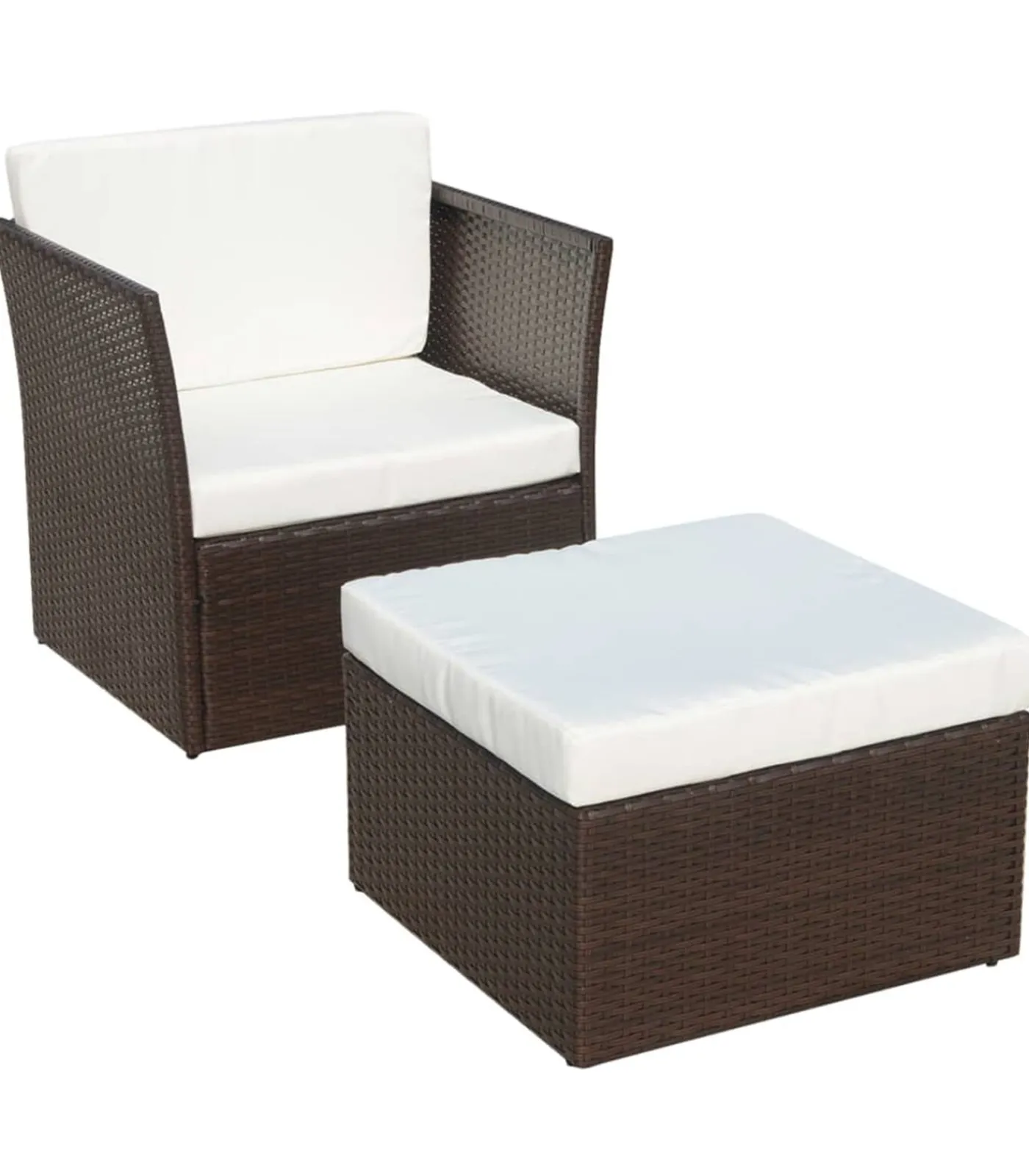 Online Tuinstoel met voetenbank poly rattan bruin Tuinmeubelen