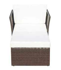 Online Tuinstoel met voetenbank poly rattan bruin Tuinmeubelen
