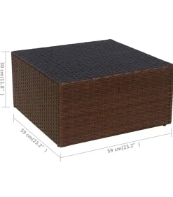 Online Tuinstoel met voetenbank poly rattan bruin Tuinmeubelen