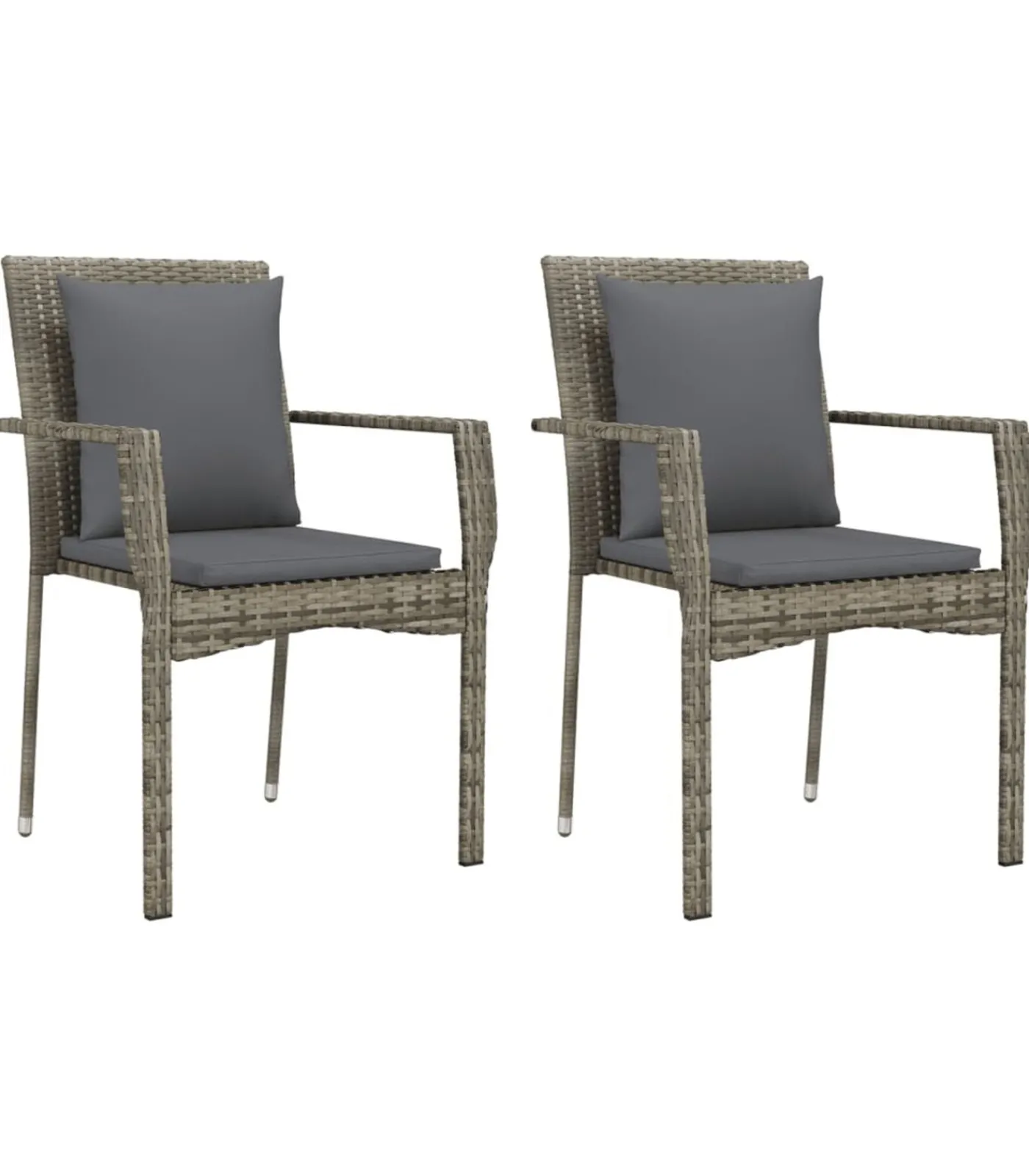 Online Tuinstoelen 2 st met kussens poly rattan grijs Tuinmeubelen