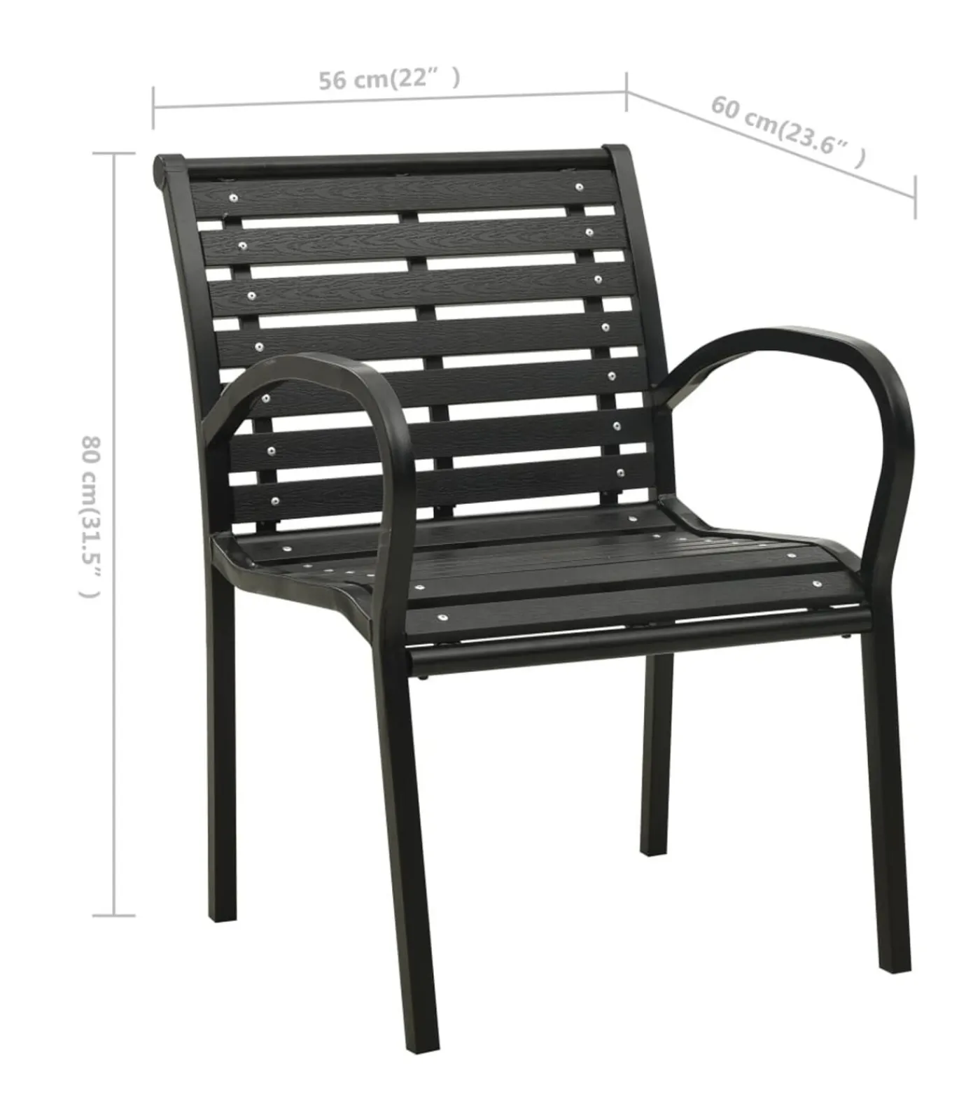 Clearance Tuinstoelen 2 st staal en HKC zwart Tuinmeubelen