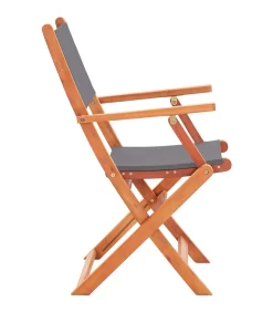Best Tuinstoelen inklapbaar 2 st eucalyptushout en textileen grijs Tuinmeubelen
