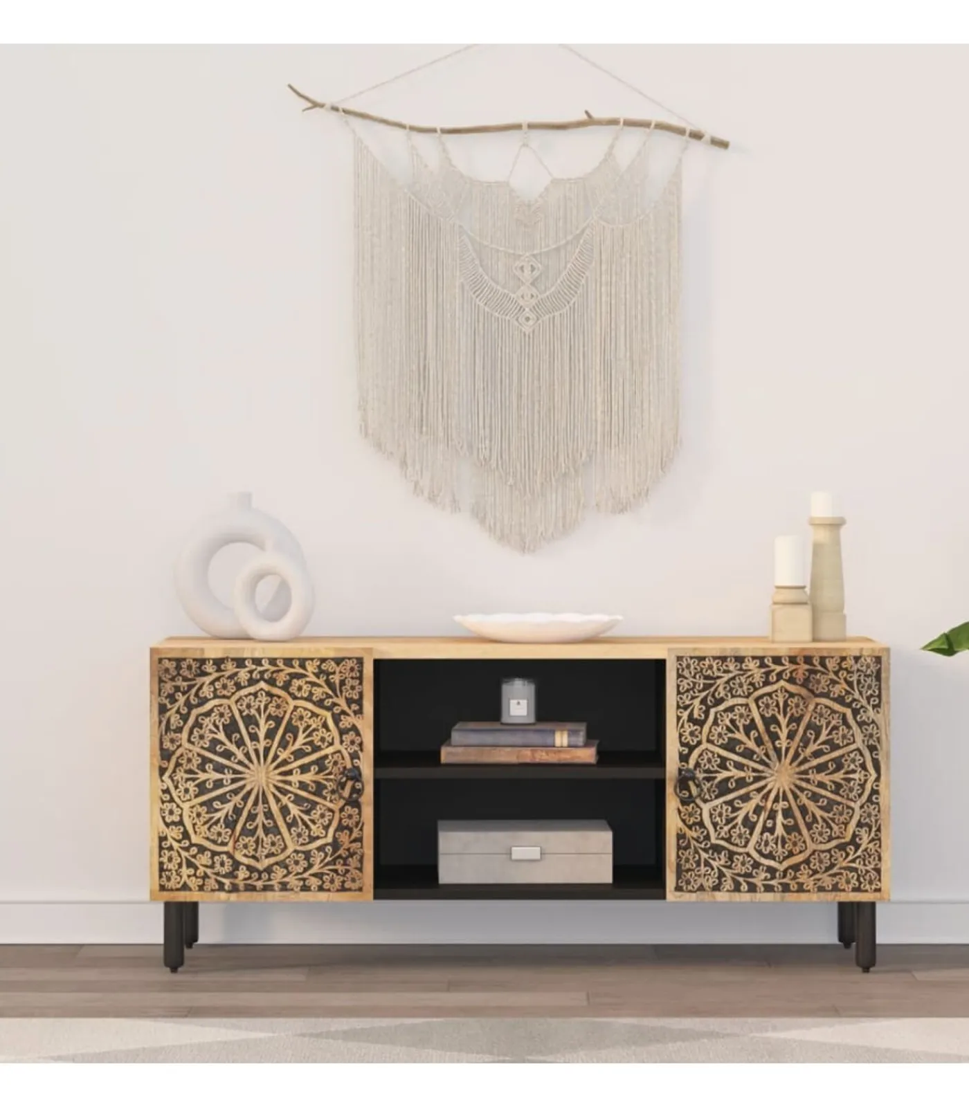 Clearance Tv-meubel 105x33x46cm massief mangohout Meubels