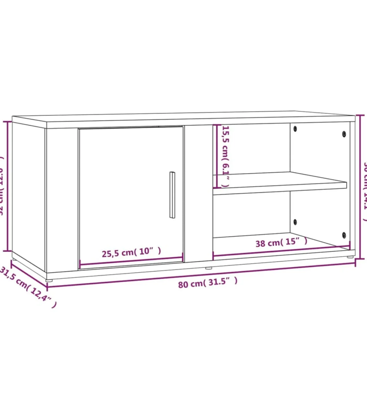 New Tv-meubels 2 st 80x31,5x36 cm bewerkt hout gerookt eikenkleurig Meubels