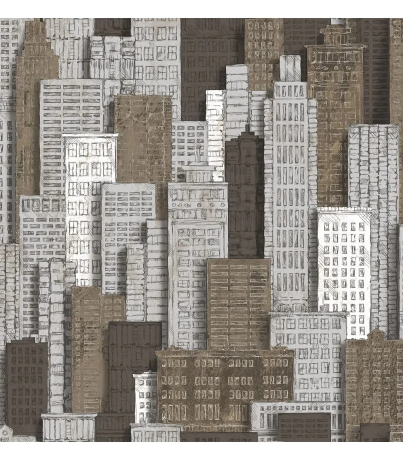 Hot Urban Friends & Coffee Behang stadsappartementen wit en goudkleurig Decoratie