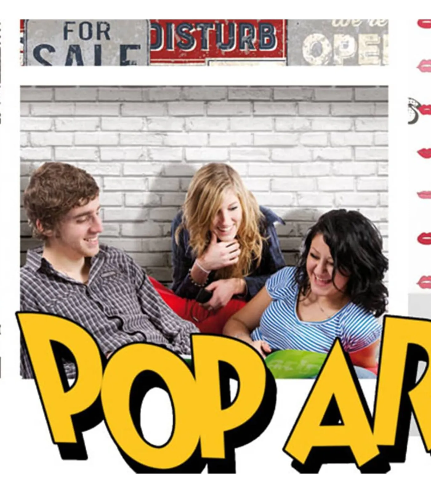 Hot Urban Friends & Coffee Behang bakstenen grijs en wit Decoratie