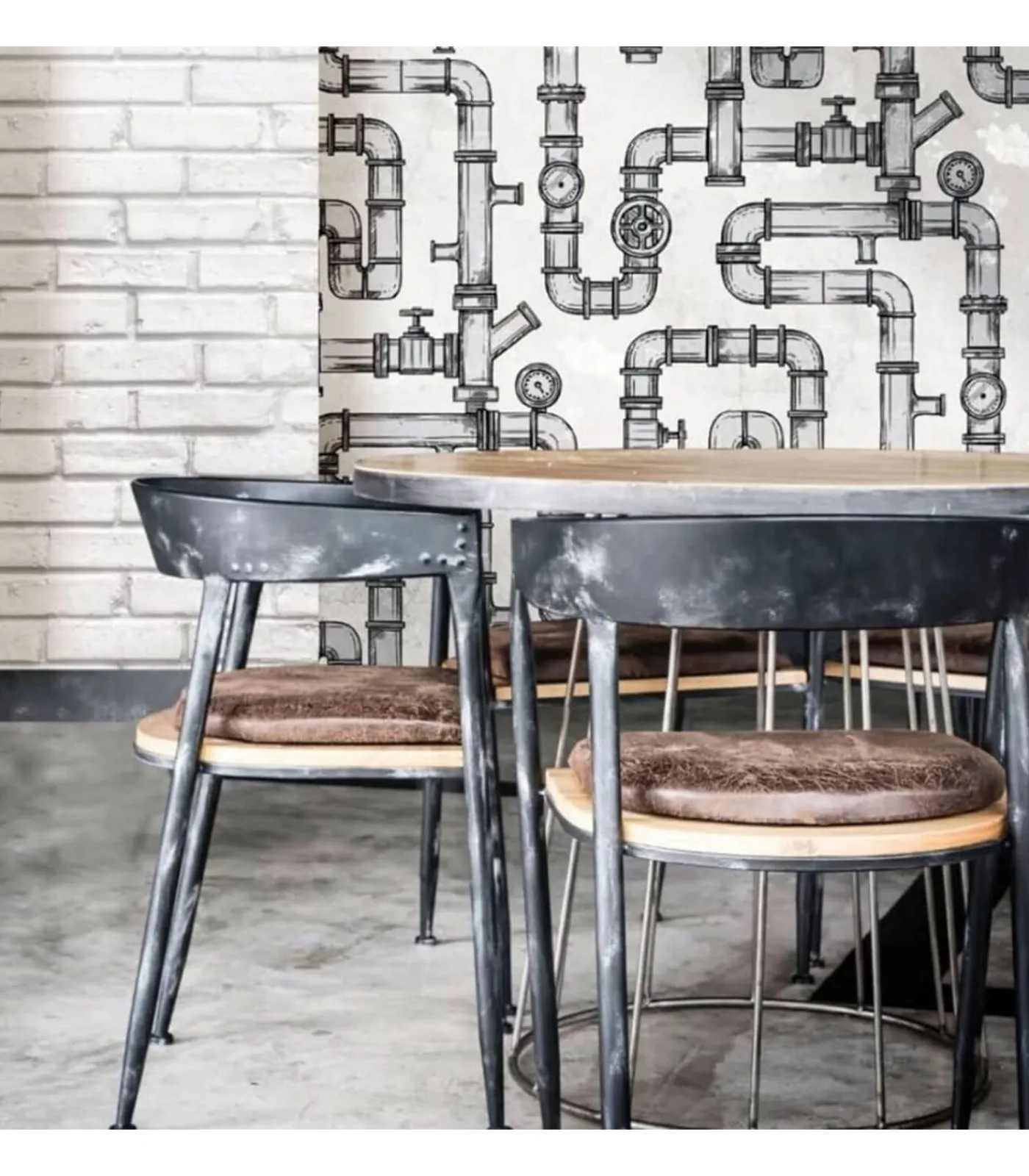 Hot Urban Friends & Coffee Behang bakstenen grijs en wit Decoratie