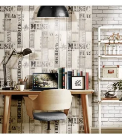 Best Urban Friends & Coffee Behang houten planken grijs en zwart Decoratie