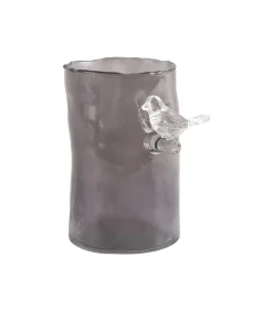 Outlet Vaas Bird On Branch - Donkergrijs - 9.5x9.5x15cm Vazen