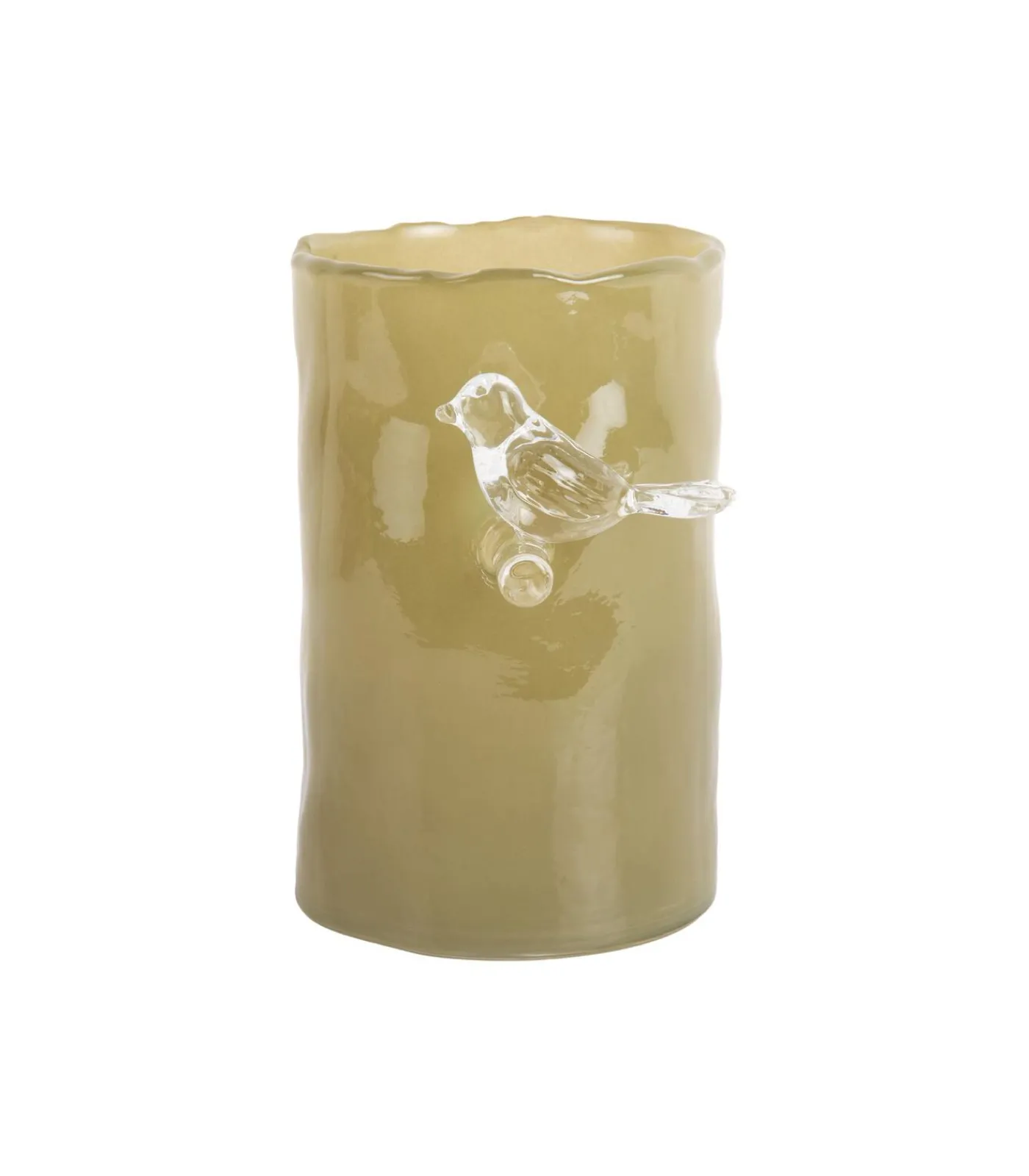 New Vaas Bird On Branch - Legergroen - 9.5x9.5x15cm Vazen