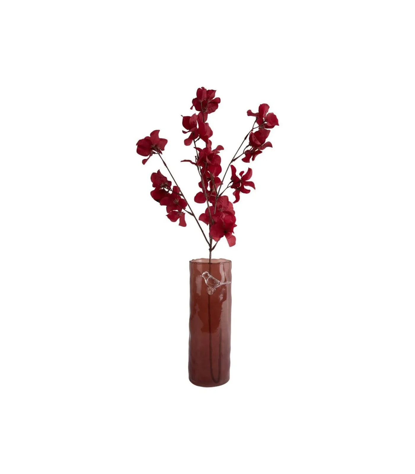 Outlet Vaas Bird On Branch - Rode oker - 9.5x9.5x27cm Vazen