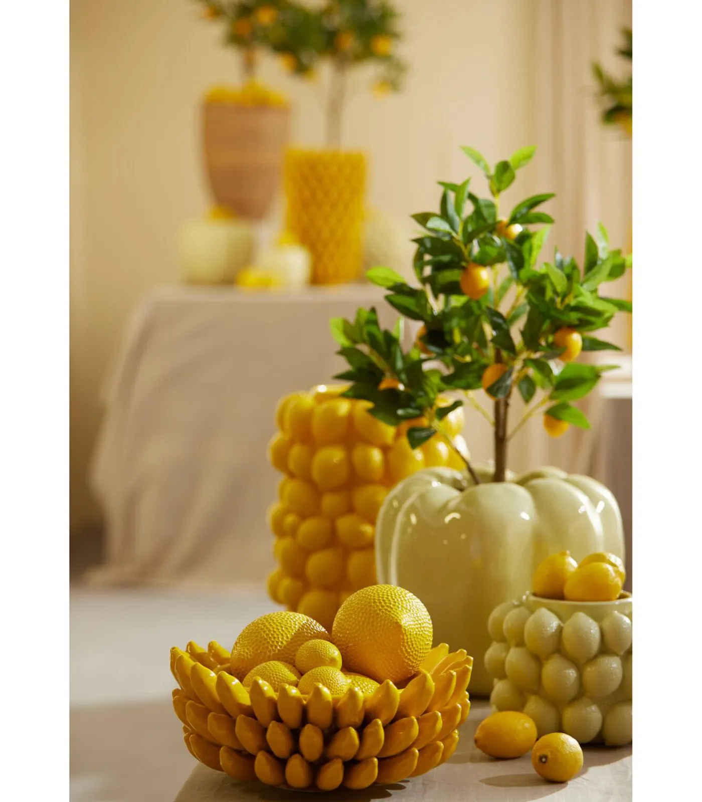 Outlet Vaas Lemon - Geel - 23.5x23.5x33cm Vazen