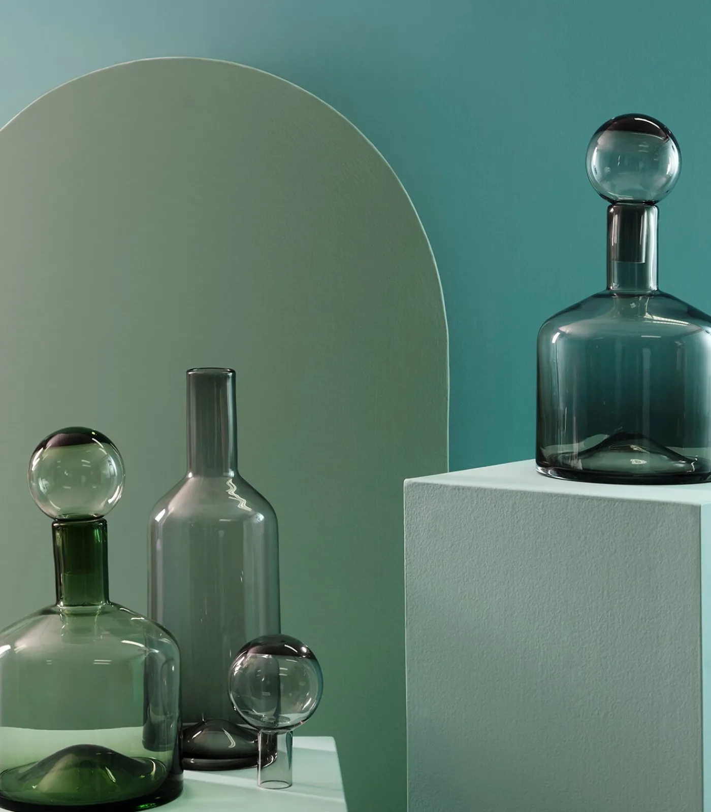 Outlet Vaas met stop 22xH40,5cm groen Fera Vazen